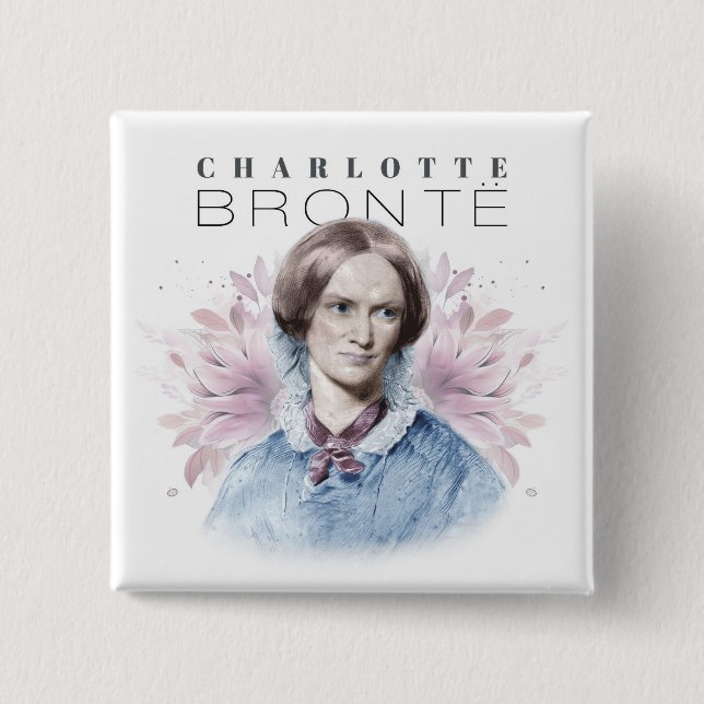 Charlotte Bronte Porträtt by Richmond with Flowers Knapp (Framsida)