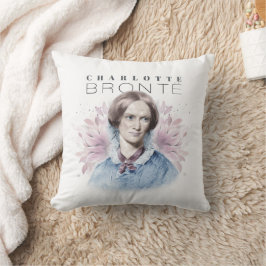 Charlotte Bronte Porträtt by Richmond with Flowers Kudde