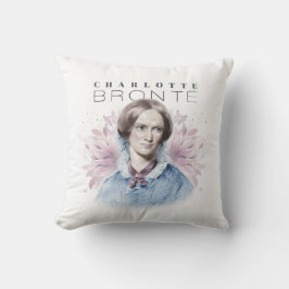 Charlotte Bronte Porträtt by Richmond with Flowers Kudde