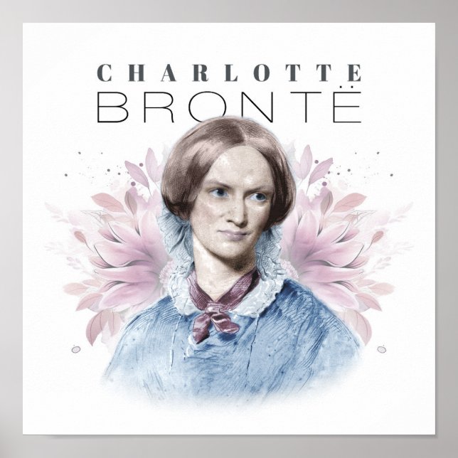 Charlotte Bronte Porträtt by Richmond with Flowers Poster (Framsidan)