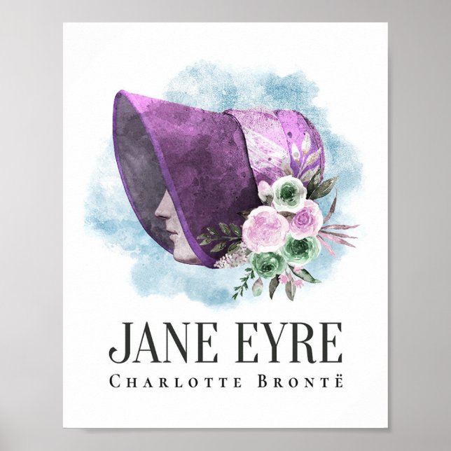 Charlotte Bronte Porträtt by Richmond with Flowers Poster (Framsidan)