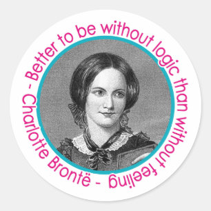 Charlotte Bronte porträtt med citationstecken Runt Klistermärke