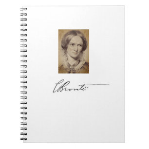 Charlotte Brontë porträtt och namnteckning Anteckningsbok