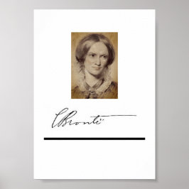 Charlotte Brontë porträtt och namnteckning Poster