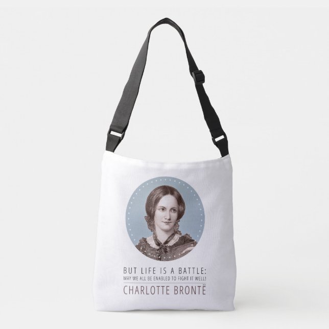 Charlotte Bronte Porträtt och Quote Axelväska (Framsida)