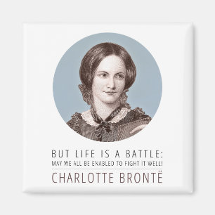 Charlotte Bronte Porträtt och Quote Magnet
