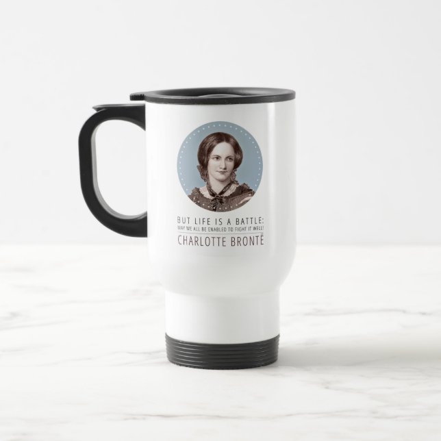 Charlotte Bronte Porträtt och Quote Resemugg (Vänster)