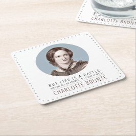 Charlotte Bronte Porträtt och Quote Underlägg Papper Kvadrat