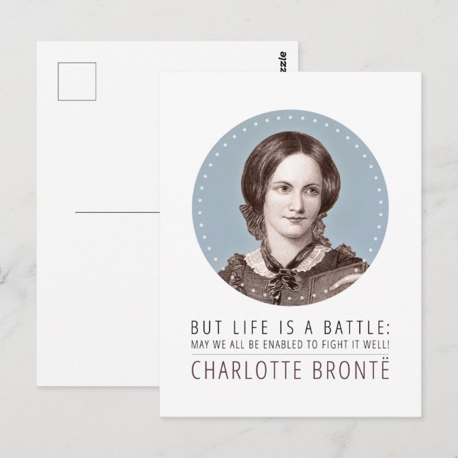 Charlotte Bronte Porträtt och Quote Vykort (Fram/baksida)