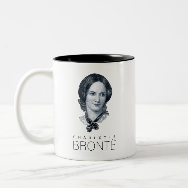 Charlotte Bronte Porträtt Två-Tonad Mugg (Vänster)
