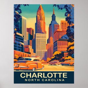 Charlotte, City Center, North Carolina, Travel Poster