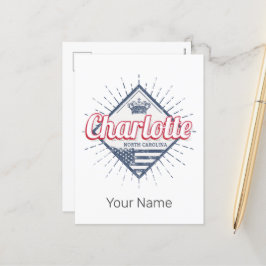 Charlotte City North Carolina Förenta staterna Helg Vykort
