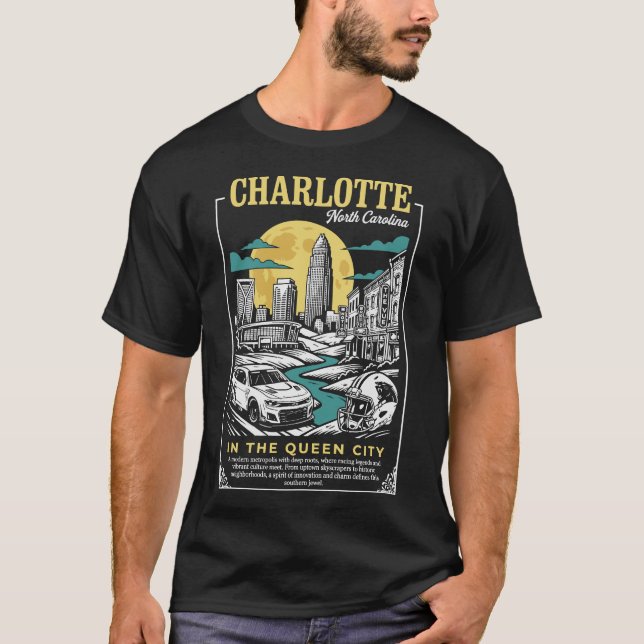 Charlotte City North Carolina In the Queen City T Shirt (Framsida)