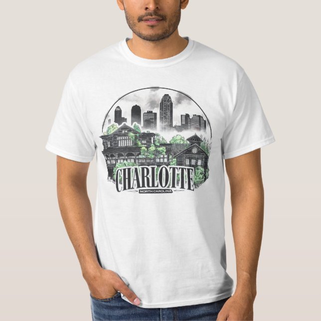 Charlotte City North Carolina USA T Shirt (Framsida)