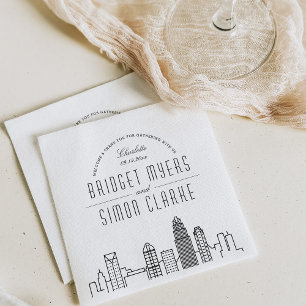 Charlotte Deco Skyline Bröllop Event Napkins Pappersservett