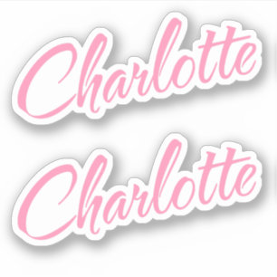 Charlotte Decorative Namn i Rosa x2 Sticker Klistermärken