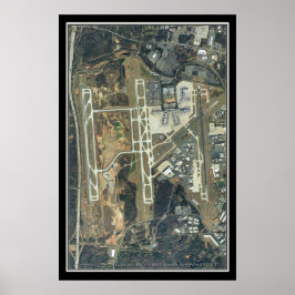 Charlotte Douglas Intl Airport Satellite Karta Poster