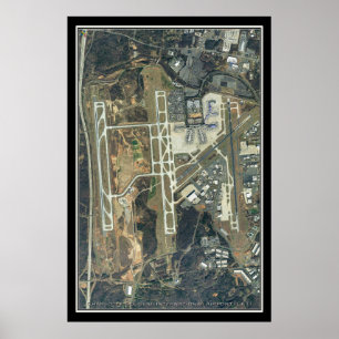 Charlotte Douglas Intl Airport Satellite Karta Poster