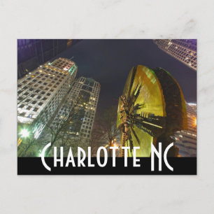 Charlotte Downtown på natten Vykort