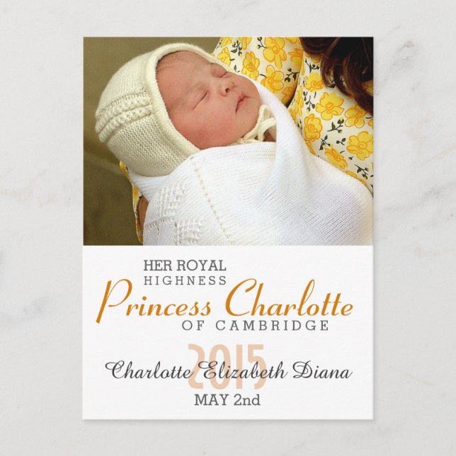 Charlotte Elizabeth Diana - britt ska Kate Meddelande Vykort (Framsida)