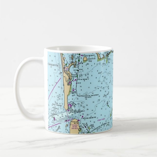 Charlotte Harbor Florida Nautisk Karta  Kaffemugg (Vänster)