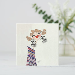 Charlotte Is Lycklig Mode Illustration Julkort