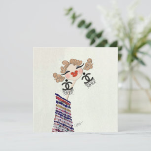 Charlotte Is Lycklig Mode Illustration Julkort