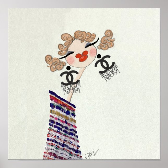 Charlotte Is Lycklig Mode Illustration Poster (Framsidan)