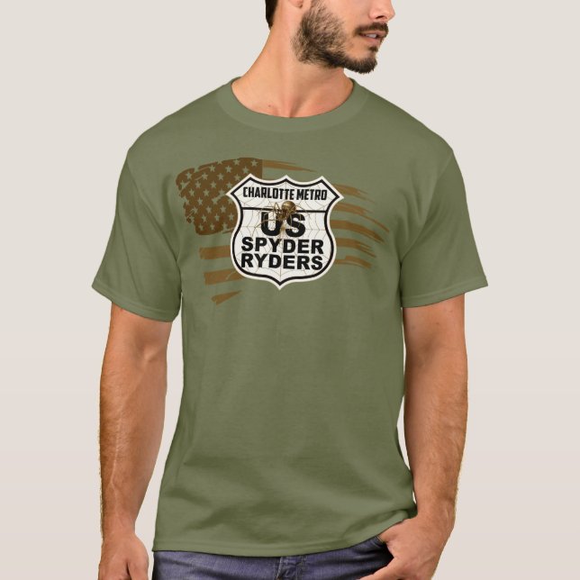 Charlotte Metro Chapter - Tattered Flagga sepia T Shirt (Framsida)