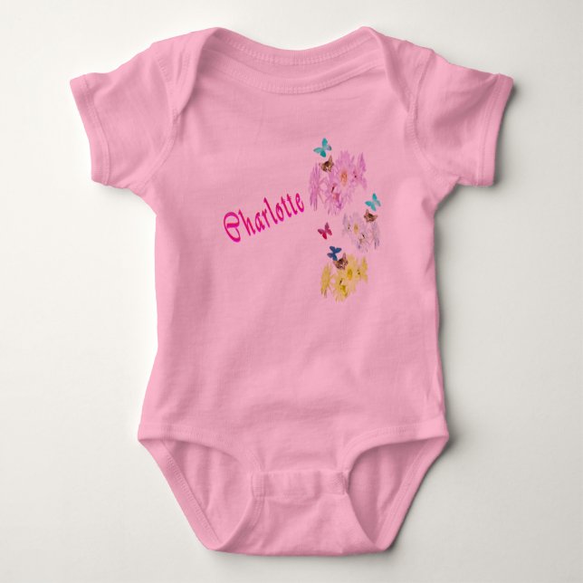 Charlotte Namn Logotyp, Baby Bodykostym T Shirt (Framsida)