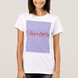 Charlotte Namn Mönster Design T Shirt