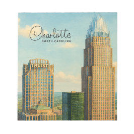Charlotte NC Akvarell Stadssiluett Resa Anteckningsblock