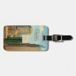 Charlotte NC Akvarell Stadssiluett Resa Bagagebricka