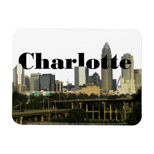 Charlotte NC horisont med Charlotte i himmlen Magnet
