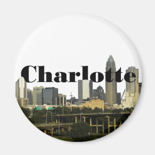 Charlotte NC horisont med Charlotte i himmlen Magnet