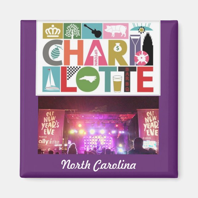 Charlotte NC North Carolina Square magnet (Framsidan)