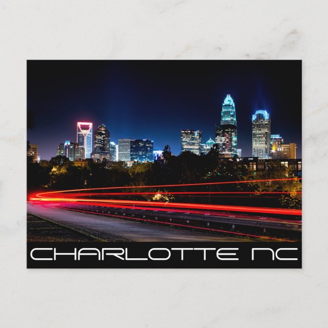 Charlotte NC-QUEEN CITY Vykort (Framsida)