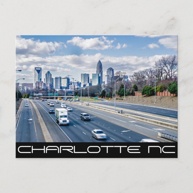 Charlotte NC-QUEEN CITY Vykort (Framsida)