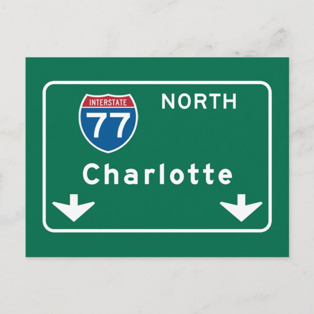 Charlotte, NC Road Sign Vykort (Framsida)