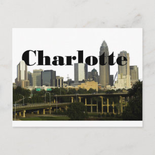 Charlotte NC Skyline med Charlotte i Himlar Vykort