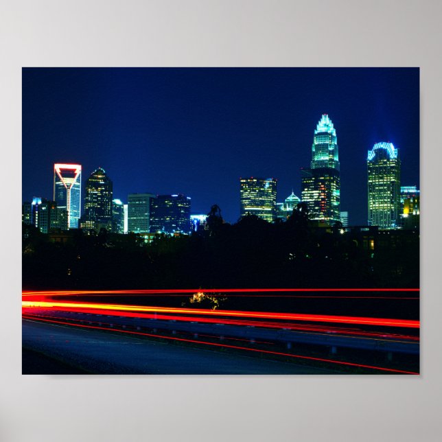 Charlotte NC Skyline Poster (Framsidan)