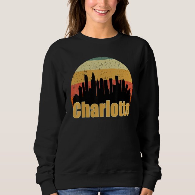 Charlotte Nc Skyline Silhouette Sunset I Love Char T Shirt (Framsida)