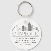 Charlotte, NC Stylized Skyline | Anpassningsbar Sl