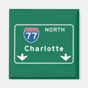 Charlotte NC-vägmärke Magnet