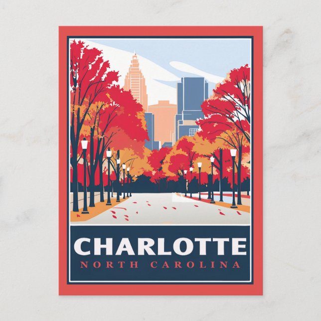 Charlotte, NC Vykort (Framsida)