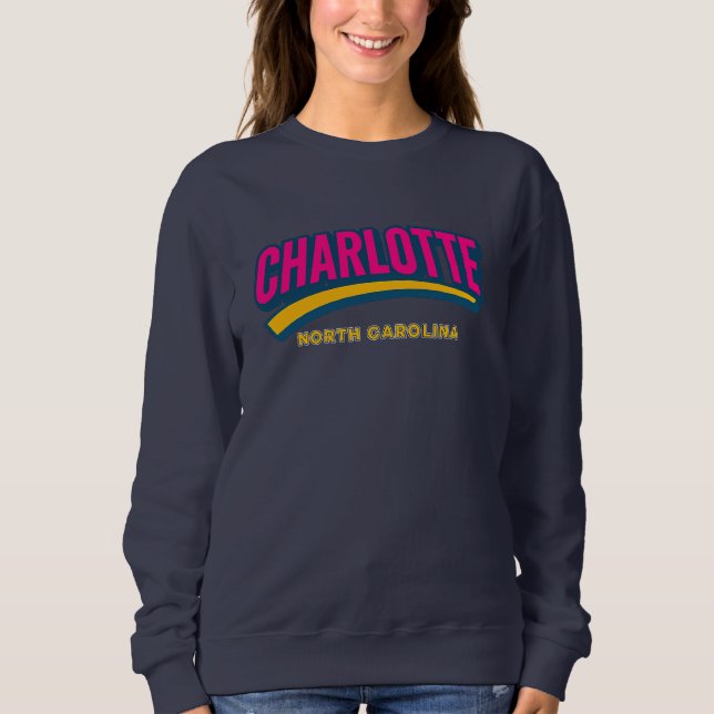 Charlotte North Carolina Bold City Design - Retro T Shirt (Framsida)