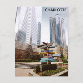 Charlotte North Carolina City Park Skyline Travel Vykort