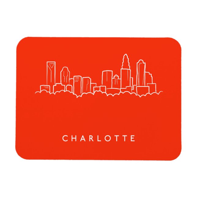 Charlotte, North Carolina City Skyline Magnet (Horisontell)