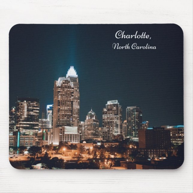 Charlotte North Carolina City Skyline Night Musmatta (Framsidan)