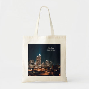 Charlotte North Carolina City Skyline Night Tygkasse